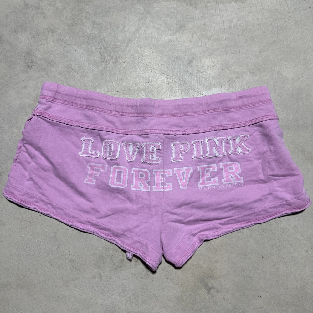Vintage Y2K 2006 Pink Victoria Secret Micro Shorts SZ M Spell-out Butt Grunge